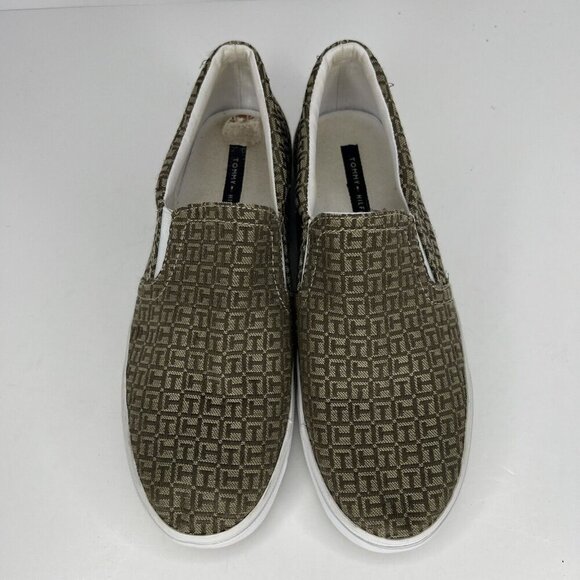 Tommy Hilfiger Gold Lebriz Canvas Slip On Loafers Womens Size 8 Casual Shoes - Picture 5 of 9